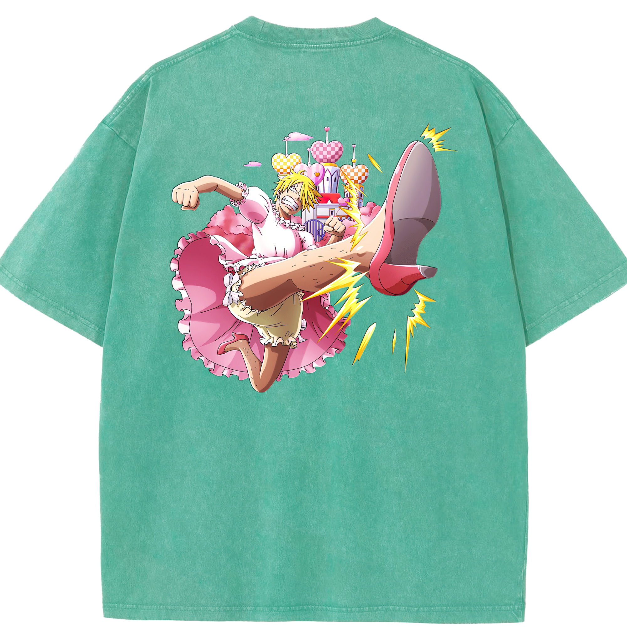 （画像用） ワンピース サンジ ONE PIECE Sanji 綿100% ヴィンテージ風 半袖Tシャツ（背面プリント）
